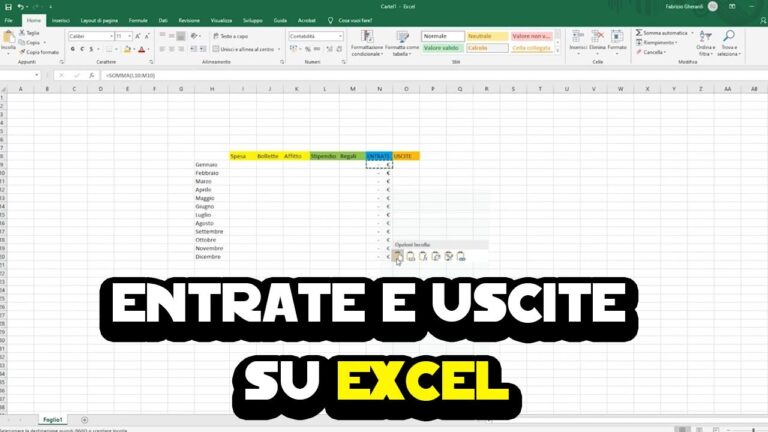 Foglio Excel Bilancio: Gestisci le tue Entrate e Uscite in modo efficiente